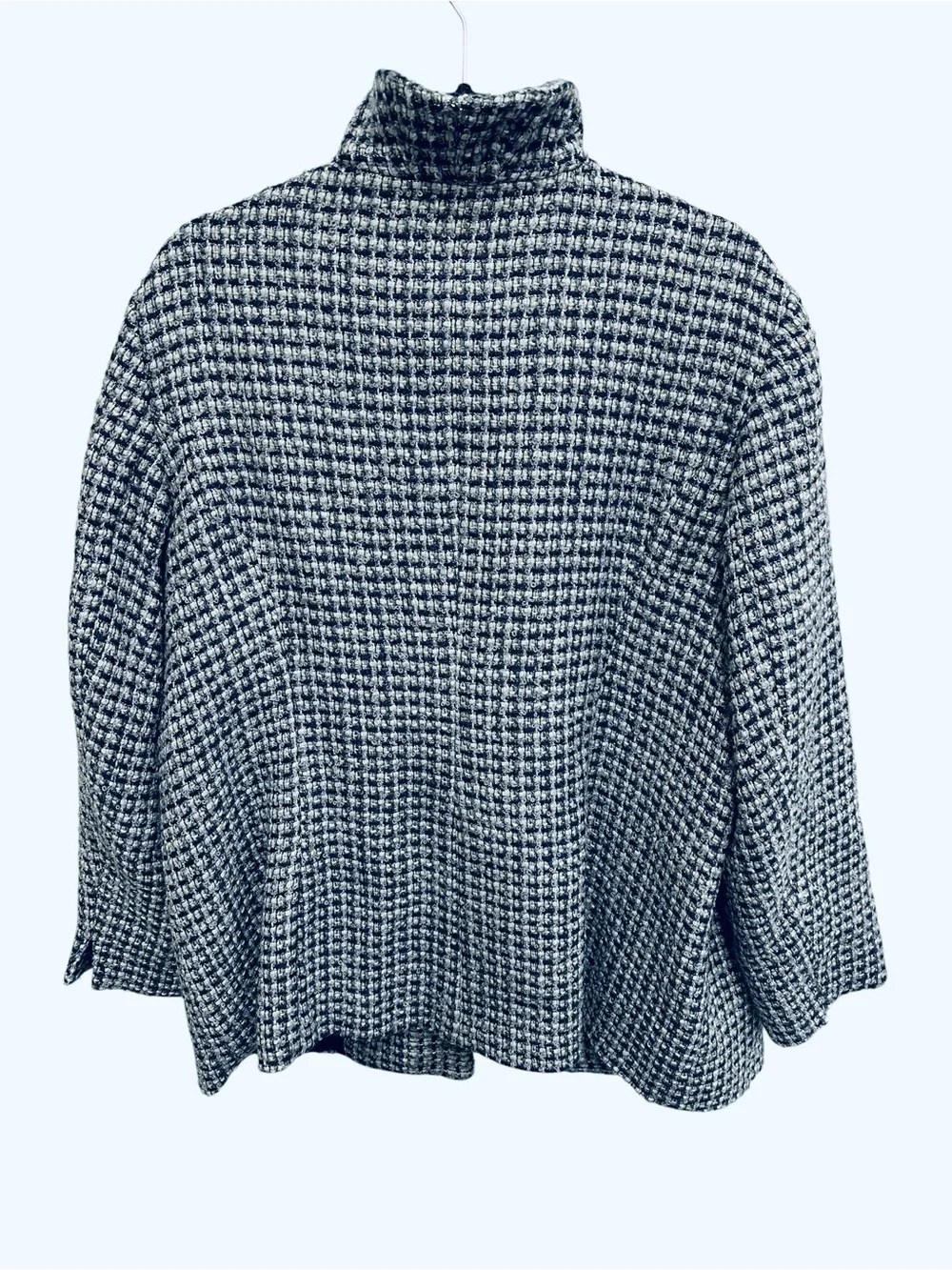Coldwater Creek open front wool blend tweed blazer blue grey metallic Size 20/22